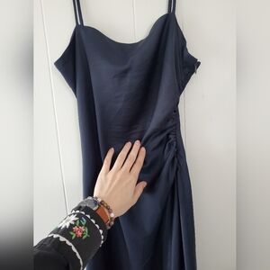 House of Harlow 1960 Navy Satin Dress sz L